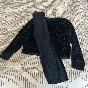 Lululemon Athletica Black Velvet Top and Leggings Set